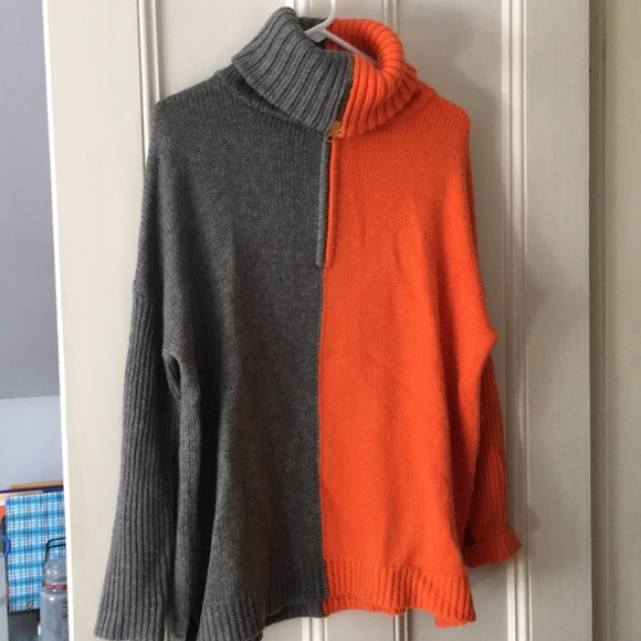525 America Sweaters - Two tone orange and grey sweater